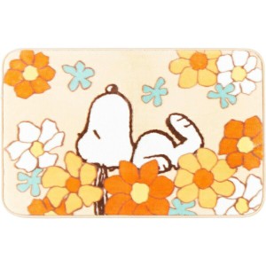 スヌーピー 花いっぱい インテリアマット  【50×80cm】 キッチン SNOOPY