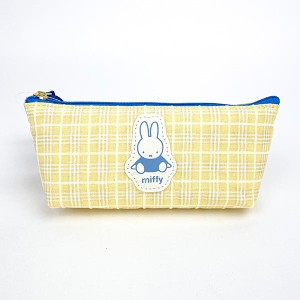 ミッフィー miffy レトロチェック ペンケース　 イエロー 小物入れ