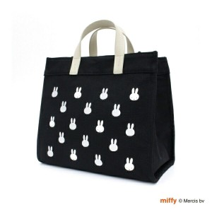 ミッフィー miffy モノグラム 2WAYトートバッグ（M) フェイスブラック