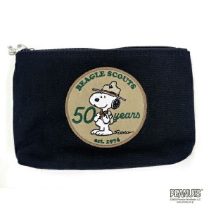 スヌーピー 50th帆布ポーチ (ブラック) ビーグルスカウト SNOOPY