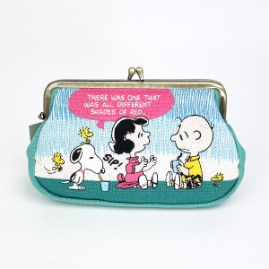 スヌーピー ジュース 畳刺繍がま口ペンポーチ 文具 グリーン SNOOPY