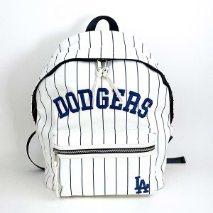 MLB ドジャース LA バックパック (アイボリー×ブルー) ストライプ リュックサック バッグ