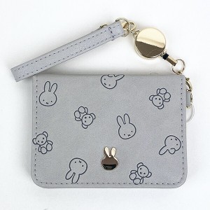 ミッフィー miffy オープンパスケース エンボスくま グレー 定期入れ ICカードケース