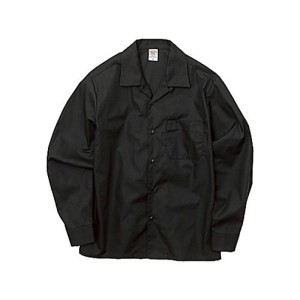 T/C ノンアイロンオープンカラー長袖シャツ ブラック S