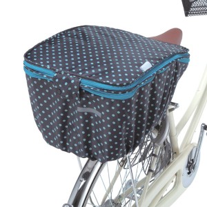 2段式 自転車カゴカバー/自転車用品 【後カゴカバー 両開き ブラックドット】 撥水加工 ポリエステル100％ 自転車専用