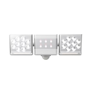 LED センサーライト/照明器具 【コンセント式 12W×2灯 2200ルーメン】 フリーアーム式 リモコン付 ムサシ 〔防犯対策用品〕