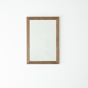 幅広枠ウォールミラー(55×80)(アンティークブラウン/茶) 天然木 姿見鏡 ワイド 高級感 木製 飛散防止加工 壁掛け 北欧風 ヴィンテージ 