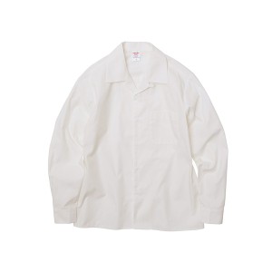 T/C ノンアイロンオープンカラー長袖シャツ オフホワイト M