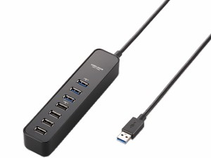 マグネット付USB3.0ハブ 7ポート ブラック エレコム U3H-T706SBK