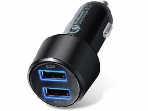 車載充電器 QC3.0 36W 2ポート エレコム MPA-CCUQ05BK