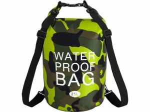 防水カモフラージュバッグ 緑25L ベルト有 アイエス WPB-25L-GR