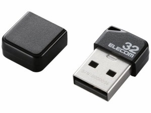 USBメモリ 小型 32GB キャップ付 エレコム MF-SU2B32GBK