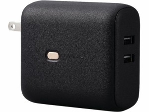 AC充電器一体モバイルバッテリー 5000mAh 12W ブラック エレコム DE-AC06-5000BK