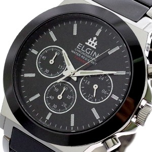 エルジン ELGIN 腕時計 メンズ FK1417C-B セラミックス クロノグラフ クォーツ ブラック 国内正規品 ブラック