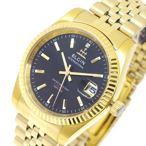 エルジン ELGIN 腕時計 メンズ FK1428G-B 自動巻き ブラック ゴールド 国内正規品