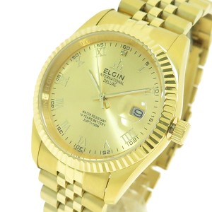 エルジン ELGIN 腕時計 FK1422G-D1 メンズ デラックスデイト クォーツ ゴールド 国内正規品