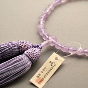 京都数珠製造卸組合・女性用数珠・紫雲石・正絹頭房付　送料無料