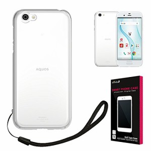 AQUOS R SH-03J SHV39 604SH 専用 ロボクル対応 高透明 耐衝撃 衝撃吸収 ストラップ付 TPU ソフト クリア ケース カバー 