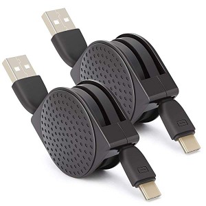 伸縮 USB Type-Cケーブル 巻き取り式 急速充電& 高速データ転送用　USB 2.0 Type C to Type A 高速データ転送 ケー ... [2本セット]