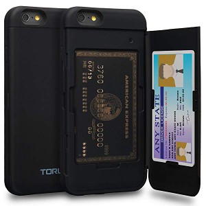 iPhone6Sケース カード 収納背面 2枚 IC Suica カード入れ カバ— ミラー付き (アイフォン 6S / アイフォン 6 用) - ブラッ 送料無料 
