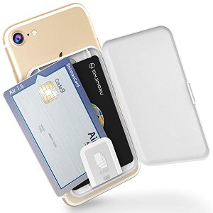 手帳型カード入れケース suica icカードポーチ 貼ったり剥がしたり再使用できる背面携帯 ケースCard Zip, ホワイト 送料無料