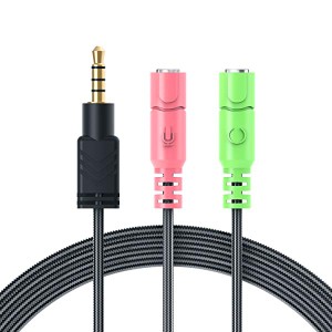 イヤホンマイク変更用ジャックコネクタAudio Cable ステレオミニ3極2メス4極オス-1Ｍ ＜iPhone使用不可＞ 送料無料