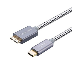 Type C to Micro-B 3.0 （Gen 2 / 10G） 編組 Micro USB 3.1 Type Cケーブル Apple Macbook（Pro） / Chromebook Pixel/HDD外付 ...