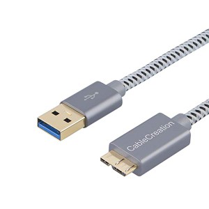 USB 3.0 Type A to Micro USBケーブル スーパースピードショート編組USB 3.0 - Micro USBコード 外付けハードドライブ、HDカメラ...