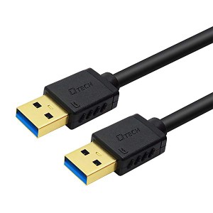 USB 3.0 ケーブル 2m タイプA-タイプA オス-オス 金メッキコネクタ搭載 ブラック 