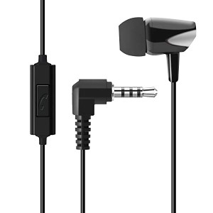 ステレオ 片耳イヤホン 密閉型 カナル型 L型プラグ リモコン マイク 片耳でLR聴こえる ハンズフリー 1m (ブラック) 送料無料