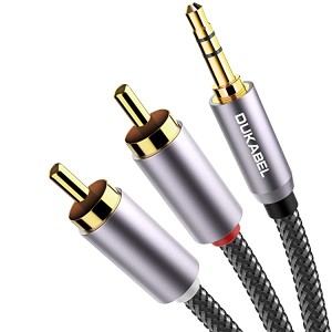 RCA 変換ケーブル 3.5mmステレオミニプラグ-2RCA変換アダプター 3.5mm RCAステレオオーディオケーブル高耐久ナイロン編み (