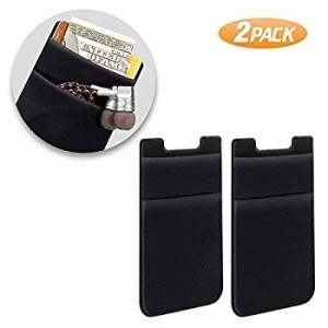 2個 ステッカーポケット カードケース 収納ポケット 背面ポケット 貼り付け 大容量 伸縮性 全機種対応 「ブラック+ブラッ 