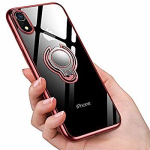 iPhone XR ケース リング 透明 クリア リング付き tpu シリコン スリム 薄くて軽い耐衝撃 磁気カーマウントホルダー車載ホルダー...