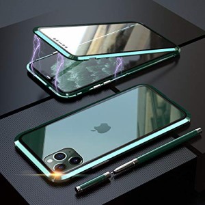 iPhone 11 Proケース アルミ バンパー 全面 保護 表面強化ガラス 背面強化ガラス 透明 両面 強化ガラス 360°全面保護 アイフォン
