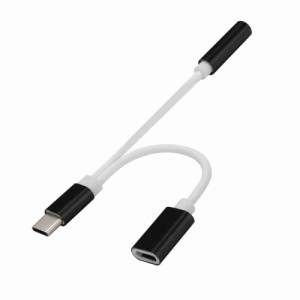 USB type-C イヤホンコネクター ブラック 変換アダプタ Type-C typec 充電 イヤホン ケーブル タイプC 充電ケーブル 音声 オーデ...