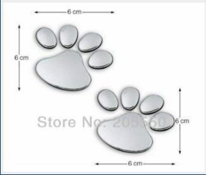 肉球　3Dステッカー　カーステッカー シルバー 立体 （４個セット） 