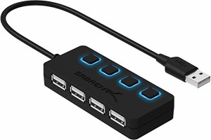 USB 2.0 ハブ 4ポート ブルーLED 個別スイッチ付き] (HB-UMLS)