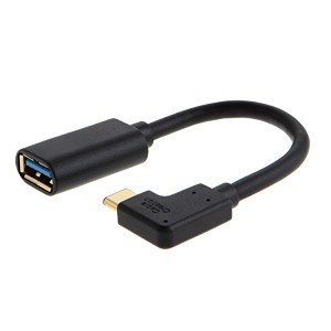 Type C USB 3.0アダプタ 片側L型 90度 USB 3.1 to USB 3.0 A OTGケーブル ブラック 0.15m 