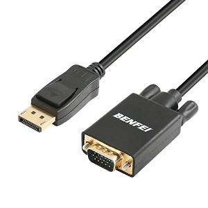 Displayport → VGA 変換 ケーブル 1.8m ブラック| デュアル ディスプレイ 対応 堅牢化仕様 金メッキ コネクタ シングルリンク  ...