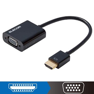 送料無料 エレコム 変換アダプタ HDMI VGA ブラック AD-HDMIVGABK2 ...