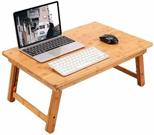ノートパソコンデスク 竹製 ベッドテーブル ローテーブル 折りたたみ式 高さ調節可能 多機能 トレーテーブル ナチュラル シンプ