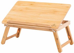 パソコンデスク ベットソファー テーブル用 テスクトップ 斜め調節 折り畳み式ラック100%竹製床目テーブ