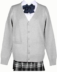 スクールカーディガン 女子 制服 カーディガン 学生 厚手 無地 Vネック ゆったり 通学 グレー（G-XXL） 【XXL-グレー】