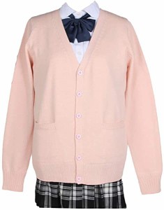 スクールカーディガン 女子 制服 カーディガン 学生 厚手 無地 Vネック ゆったり 通学 桜ピンク（SP-XXL） 【XXL-桜ピンク】