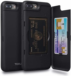 iPhone8 Plus ケース カード 収納背面 3枚 IC Suica カード入れ カバ— ミラー付き (アイフォン8Plus / アイフォン7Plus 用) -  ...