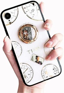 iPhone SE 第2世代 iPhone8 ケース リング付き 可愛い 時計柄 iPhone7ケース リング キラキラ 懐中時計デザイン スマホケース iP...