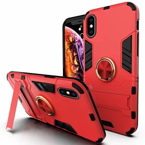 iPhone Xs ケース/iPhone X ケース リング 耐衝撃 リング付き 背面カバー TPU+PC素材 クリア 指紋防止 落下防止 全面保護 二重構...