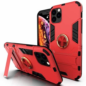 iPhone 11 Pro Max ケースリング 耐衝撃 リング付き 背面カバー TPU+PC素材 クリア 指紋防止 落下防止 全面保護 二重構造 360度 ...