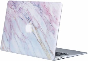 送料無料 11インチ MacBook Air A1370 A1465 専用 プラスチック ハードケース 薄型 耐衝撃 保護 シェルカバー (ピンクストライプ＆マー .