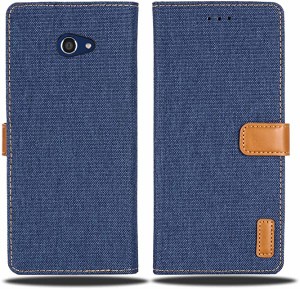 au BASIO 4 (エーユー ベイシオ4) KYV47 対応 KYOCERA スマホケース 手帳 (ダークブルー) 全 新型モデル デニム デザイン